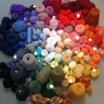 Colour wheel made from balls of yarn